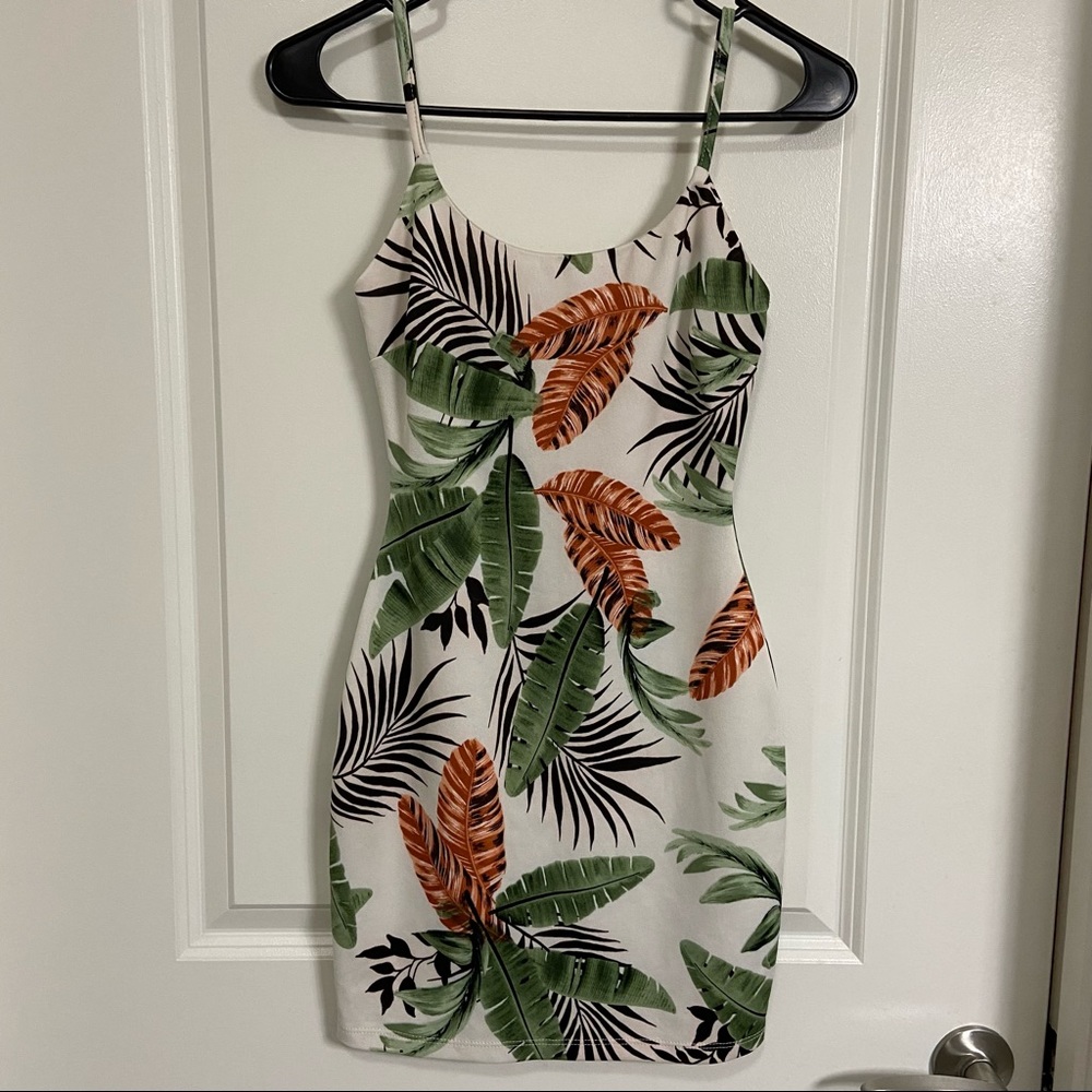 Tropical Print Bodycon Dress
